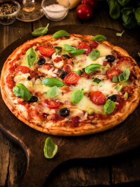 Freshly baked pizza served at Himalayan Rasoi restaurant